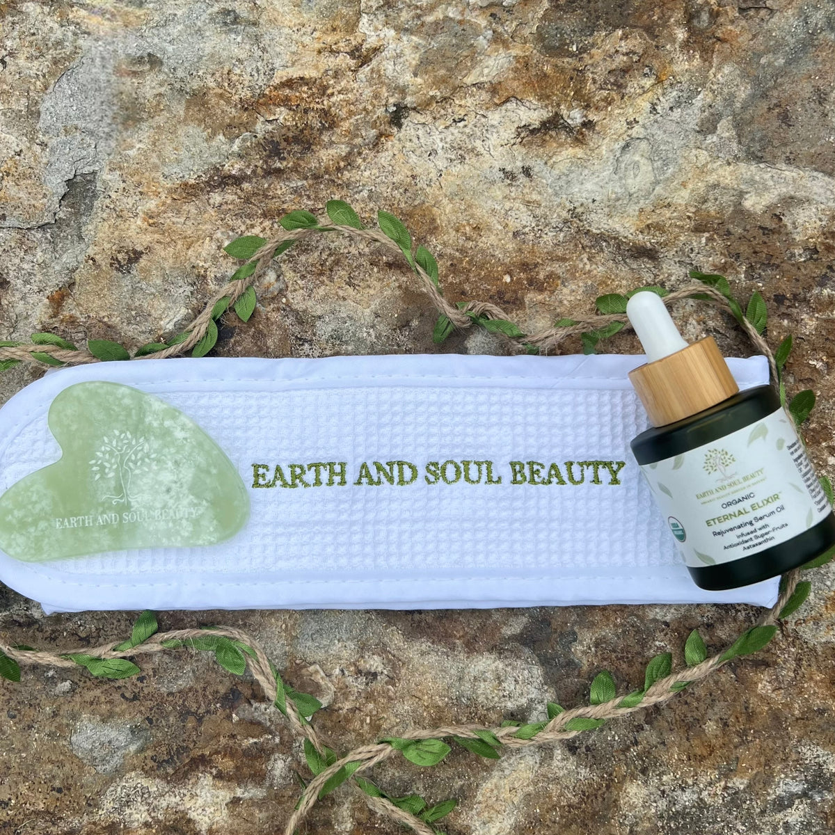 Organic ETERNAL ELIXIR™ w/ Gua Sha (Free 100% Cotton Headband With Pur ...